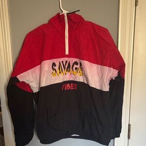 Red and Black Savage Vibes Windbreaker
